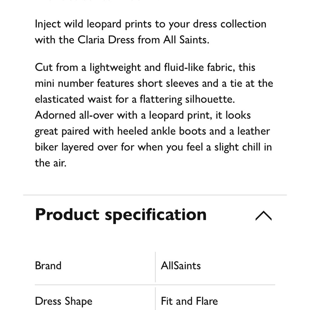 Allsaints Claria Animal Print Dress Size Small - Picture 5 of 16